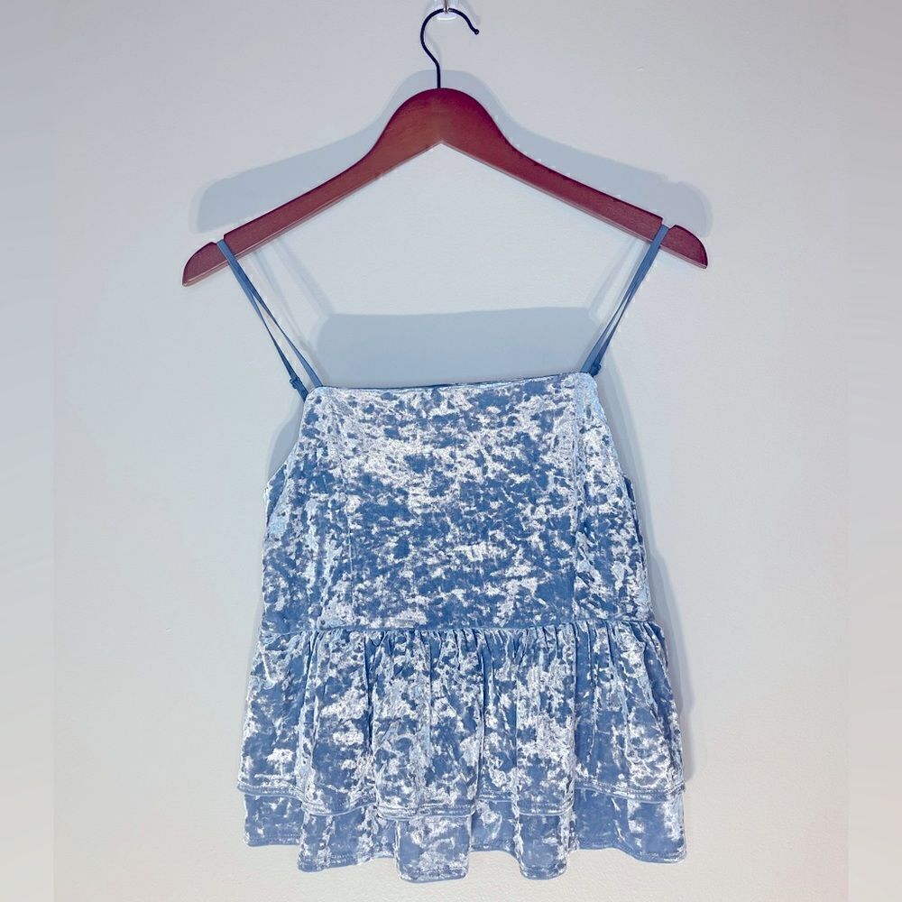 American Eagle Outfitters  blue velvet speghetti strap shirt Size Medium